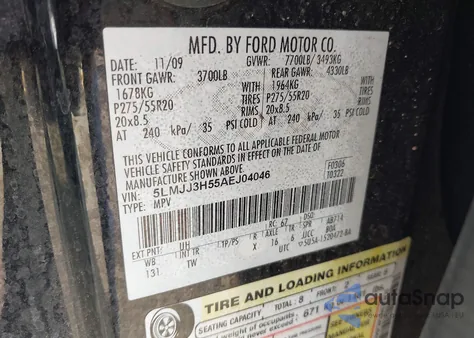 2010 Lincoln Navigator L from USA, damaged, VIN 5LMJJ3H55AEJ04046